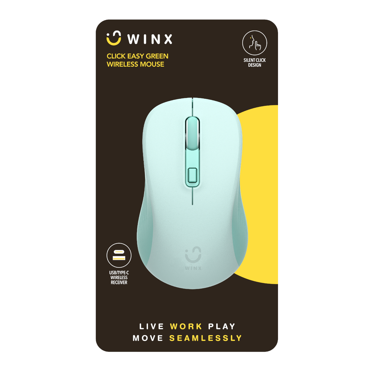 WX-KB112_WINX_CLICK_Easy_1600DPI_Wireless-Mouse_Green_wr_03a WINX CLICK Easy 1600DPI 2.4GHz Wireless Mouse - Green
