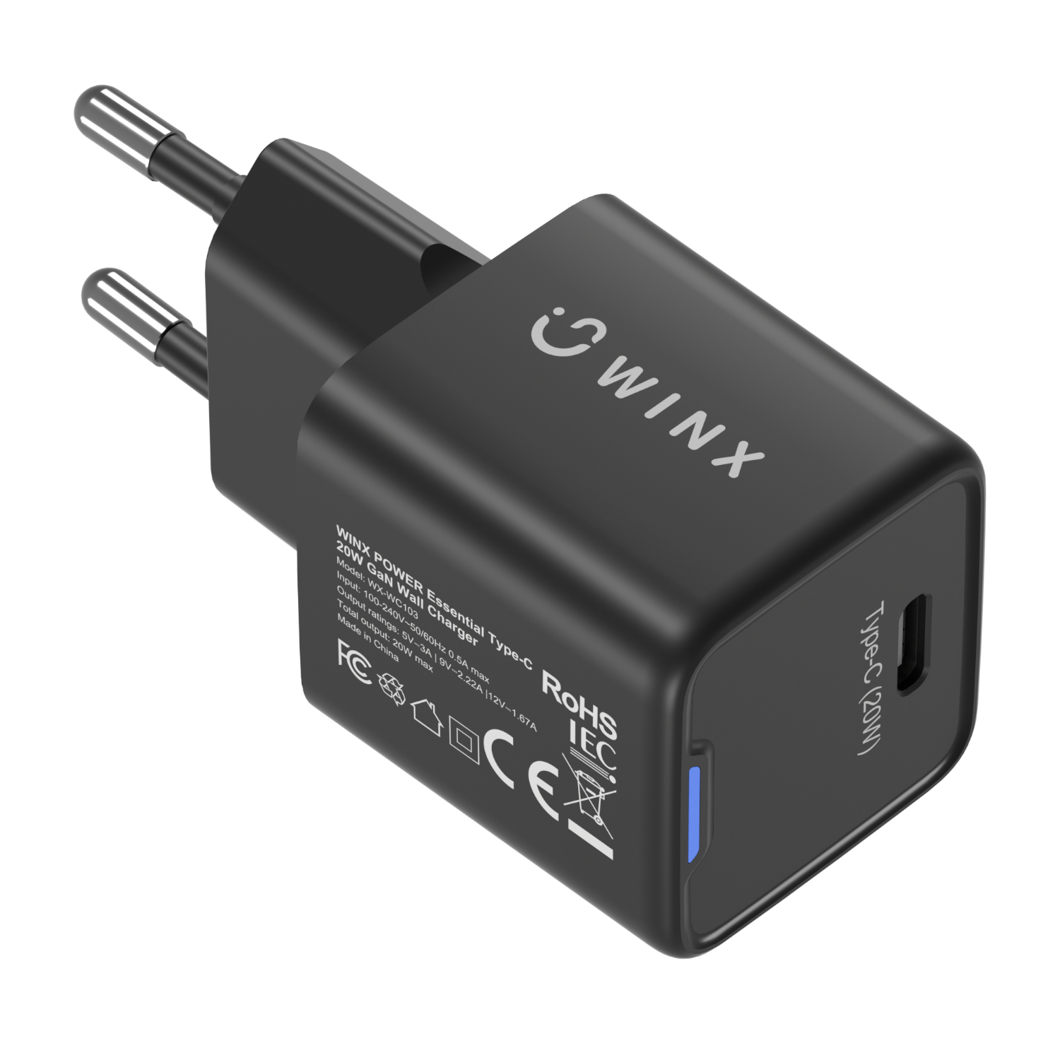 WX-WC103_WINX-POWER-Essential-Type-C-20W-GaN-Wall-Charger-Black_wr_03 WINX POWER Essential Type-C 20W GaN Wall Charger
