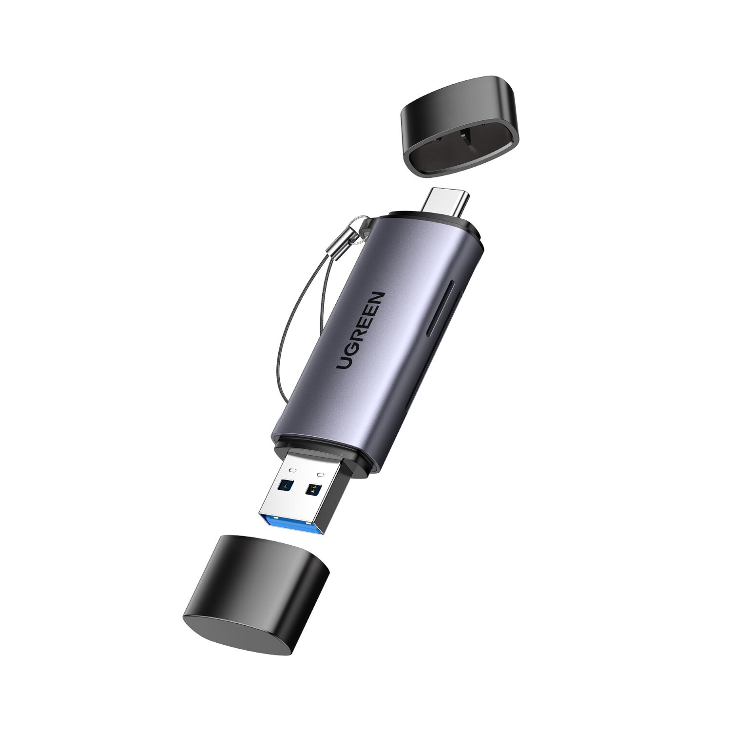 cm185-507066-wr-01 UGREEN CM185-50706 2-in-1 OTG Card Reader | Type-C | USB-A - Silver