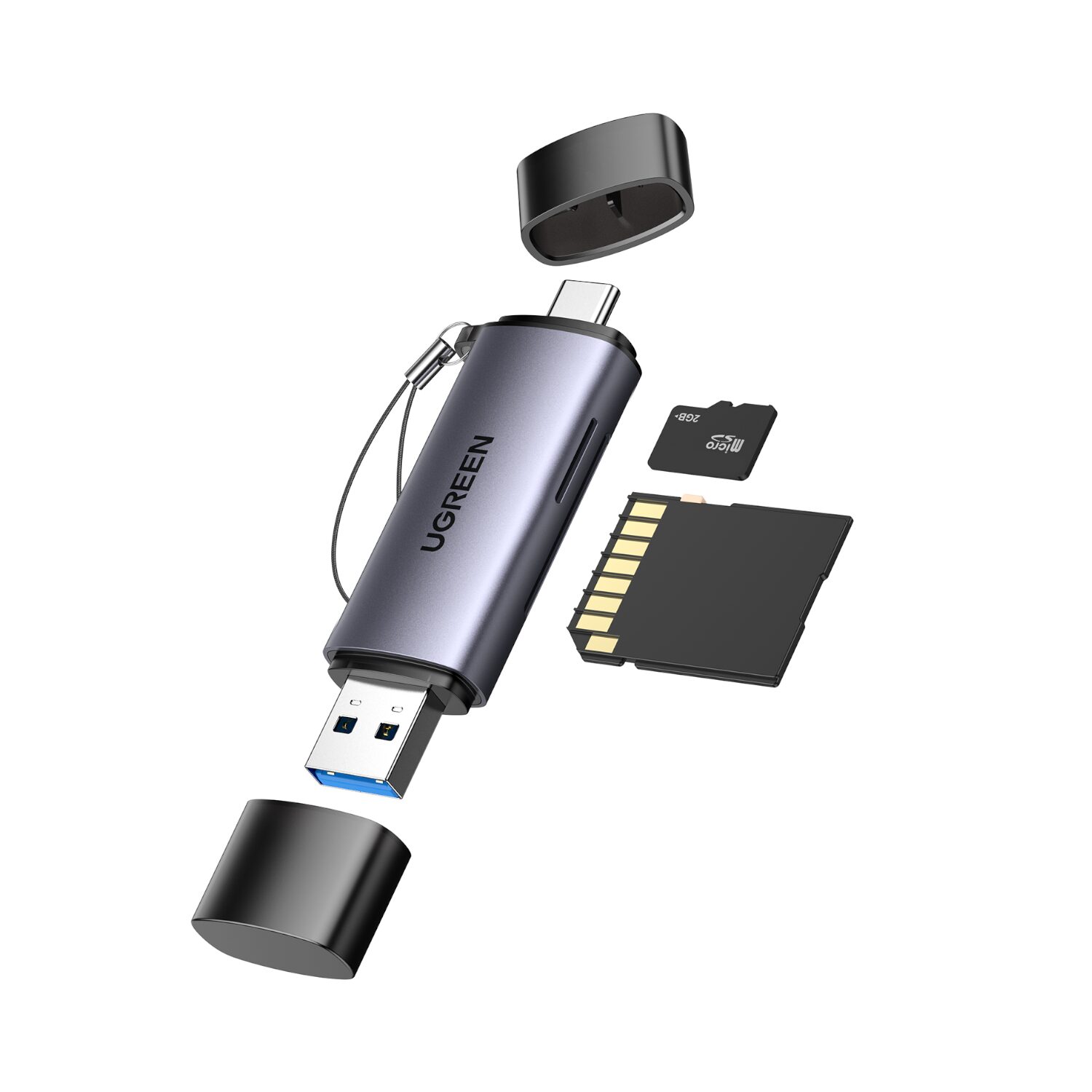 cm185-507066-wr-02 UGREEN CM185-50706 2-in-1 OTG Card Reader | Type-C | USB-A - Silver