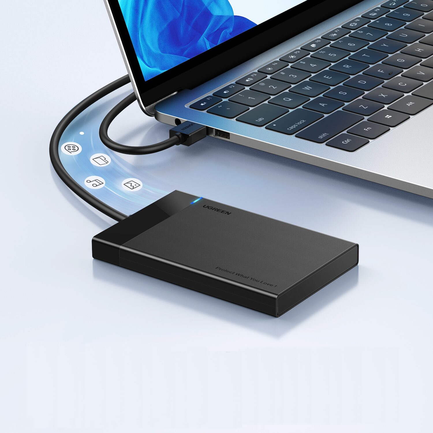 us280-50568-wr-04 UGREEN USB 3.0 to 2.5” SATA Hard Drive Enclosure (Non-Detachable Cable)